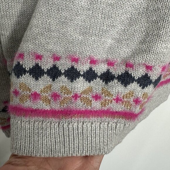 NWT Style & Co Fair Isle Sweater Womens Size 2XL Gray Pink Metallic Classic - Picture 6 of 9